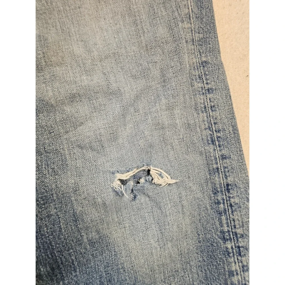 True Religion Ricky Super T Jeans Mens 36 Light Wash Straight Leg Distressed USA